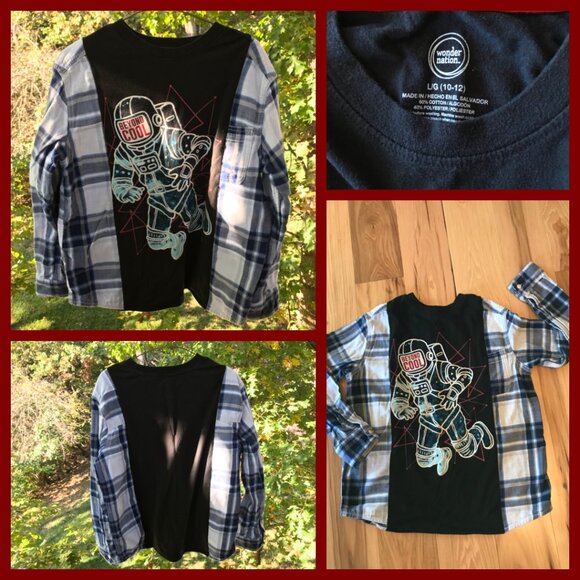 Upcycled Oversized Astronaut Graphic T-Shirt, Boy’s Size 10-12: Pullover Sweater - Picture 11 of 11